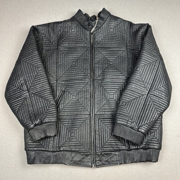 Vintage Max USA Leather Jacket Embroidered Patterned Design Hip Hop Y2K 90s XXL - Picture 1 of 16